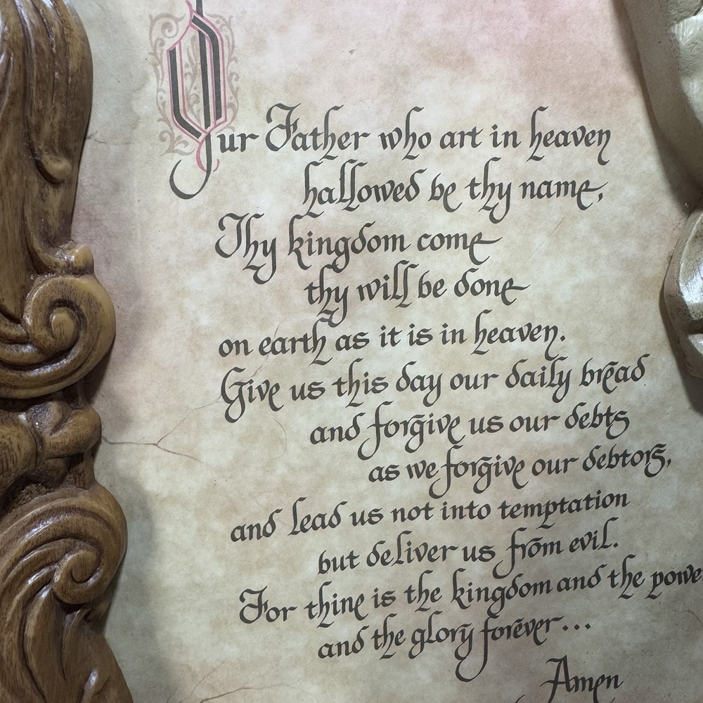 Lords Prayer Wall Art 3D Praying Hands Frame Resin Faux Wood 10.5x12" Religious - Picture 6 of 11